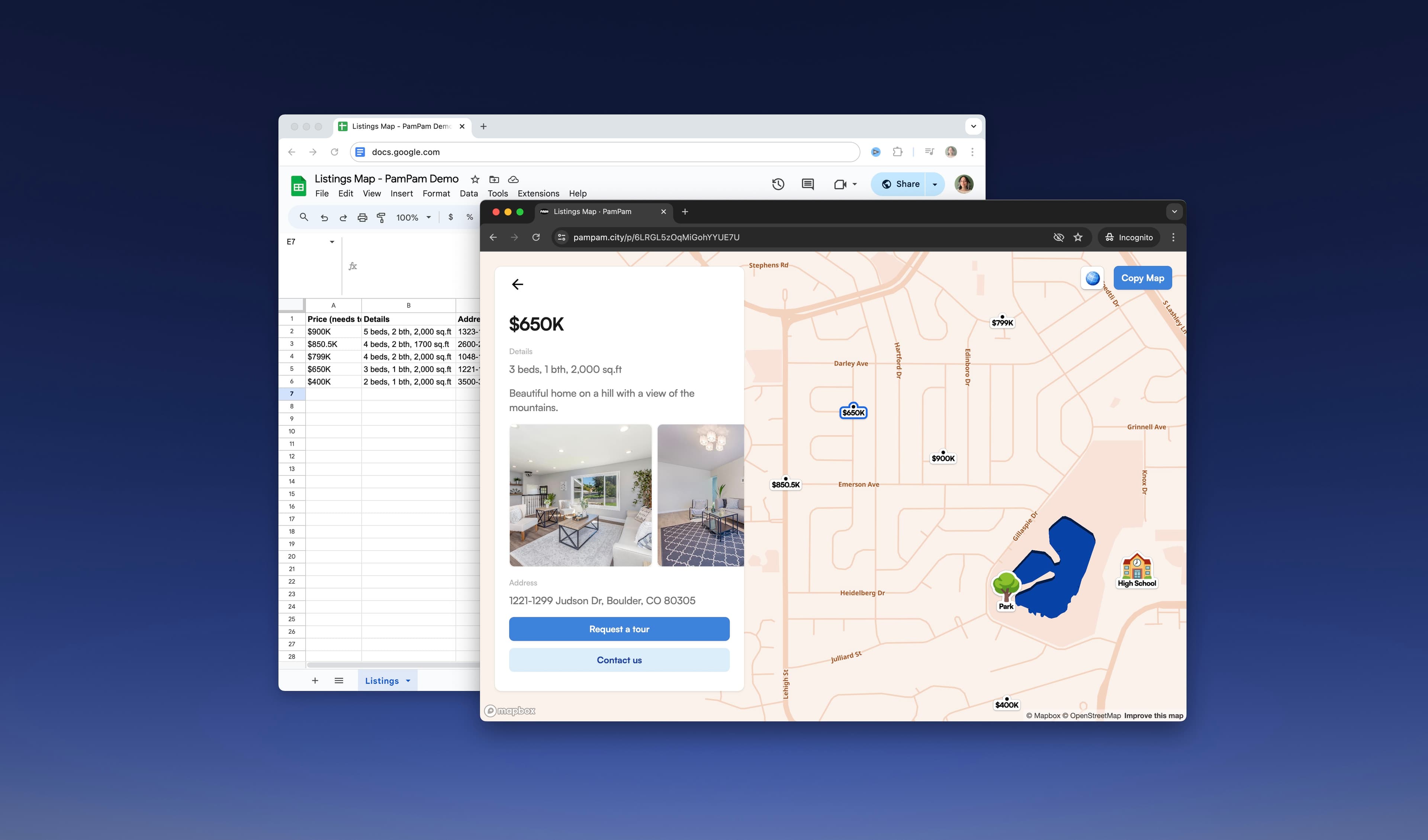 Custom event map generated from CSV data