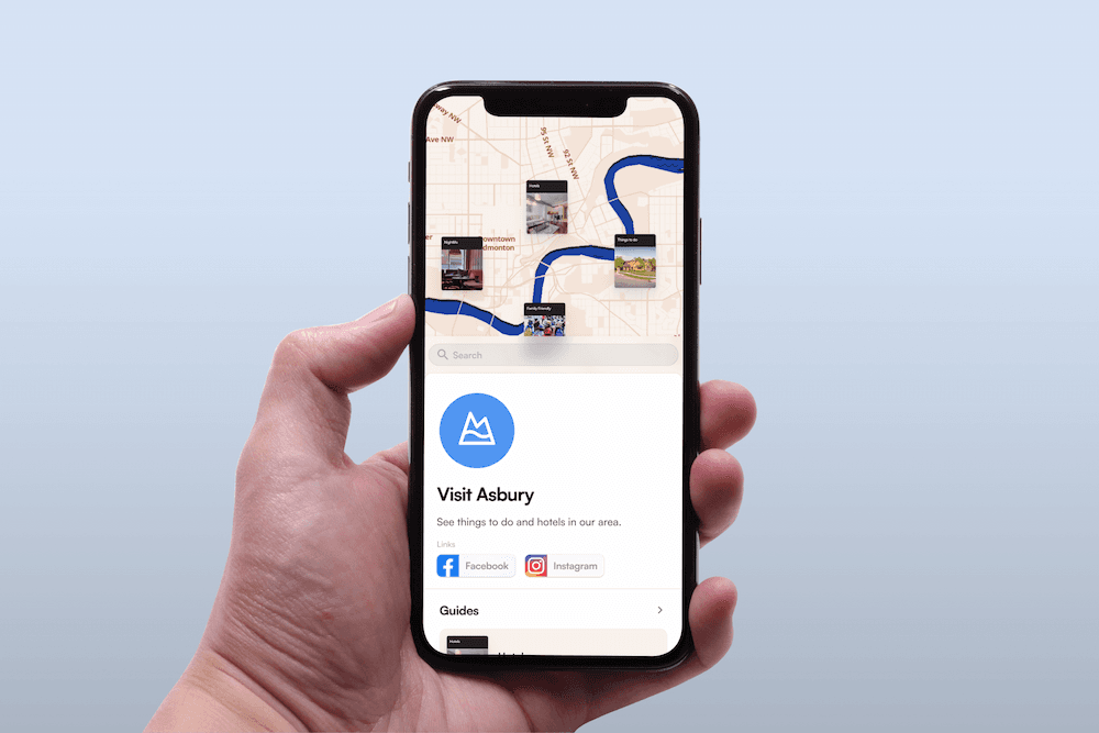 Image of a mobile phone with a PamPam map
