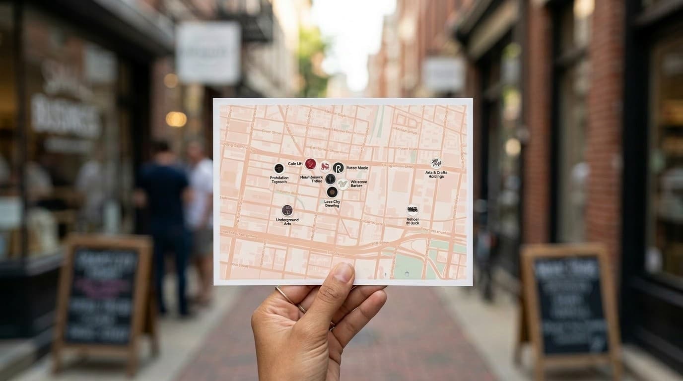 Printable destination visitor guide map template with landmarks and attractions
