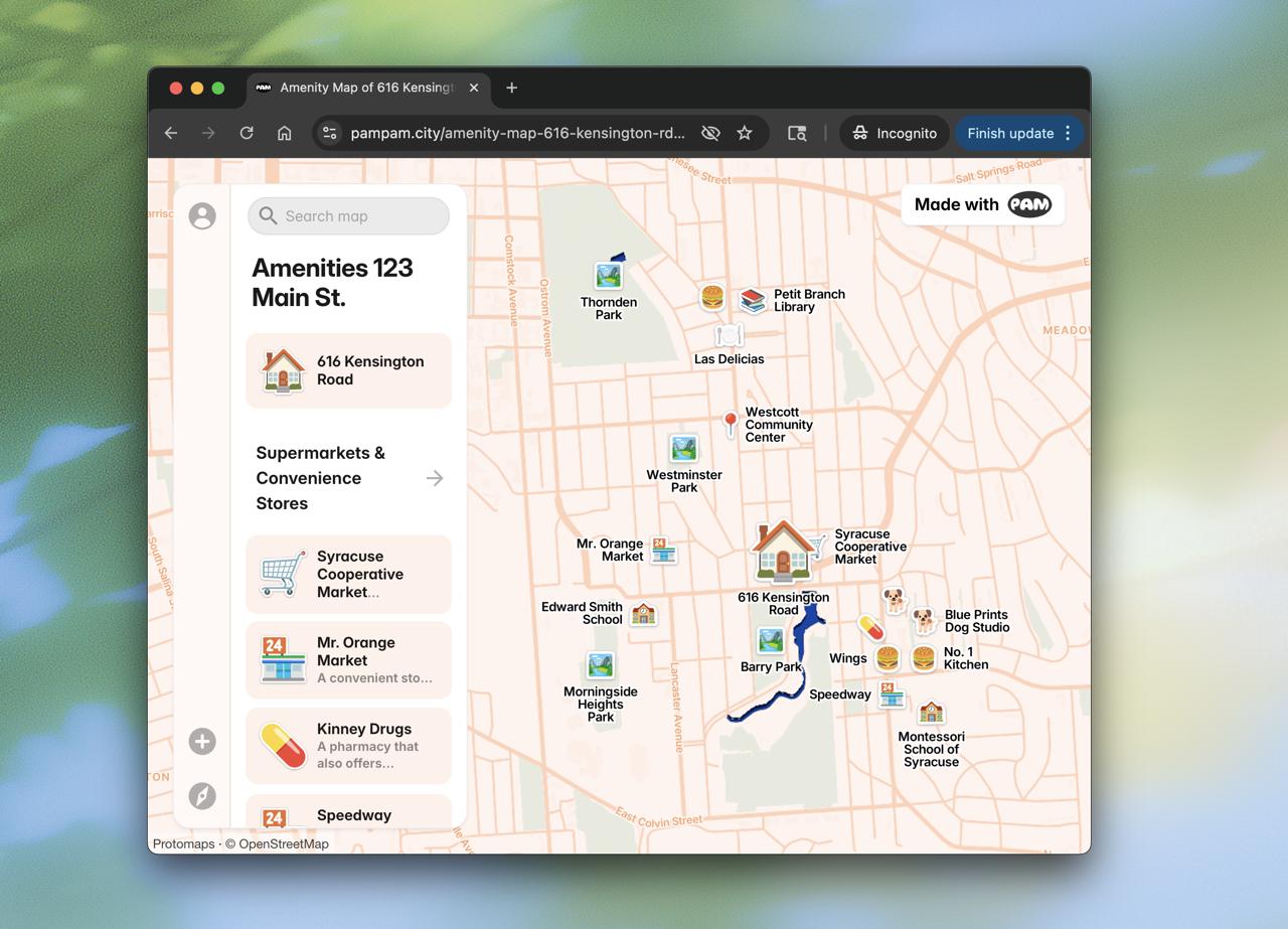 How to make a vicinity map with AI - A simple guide to make a vicinity map with PamPam and add it to any website